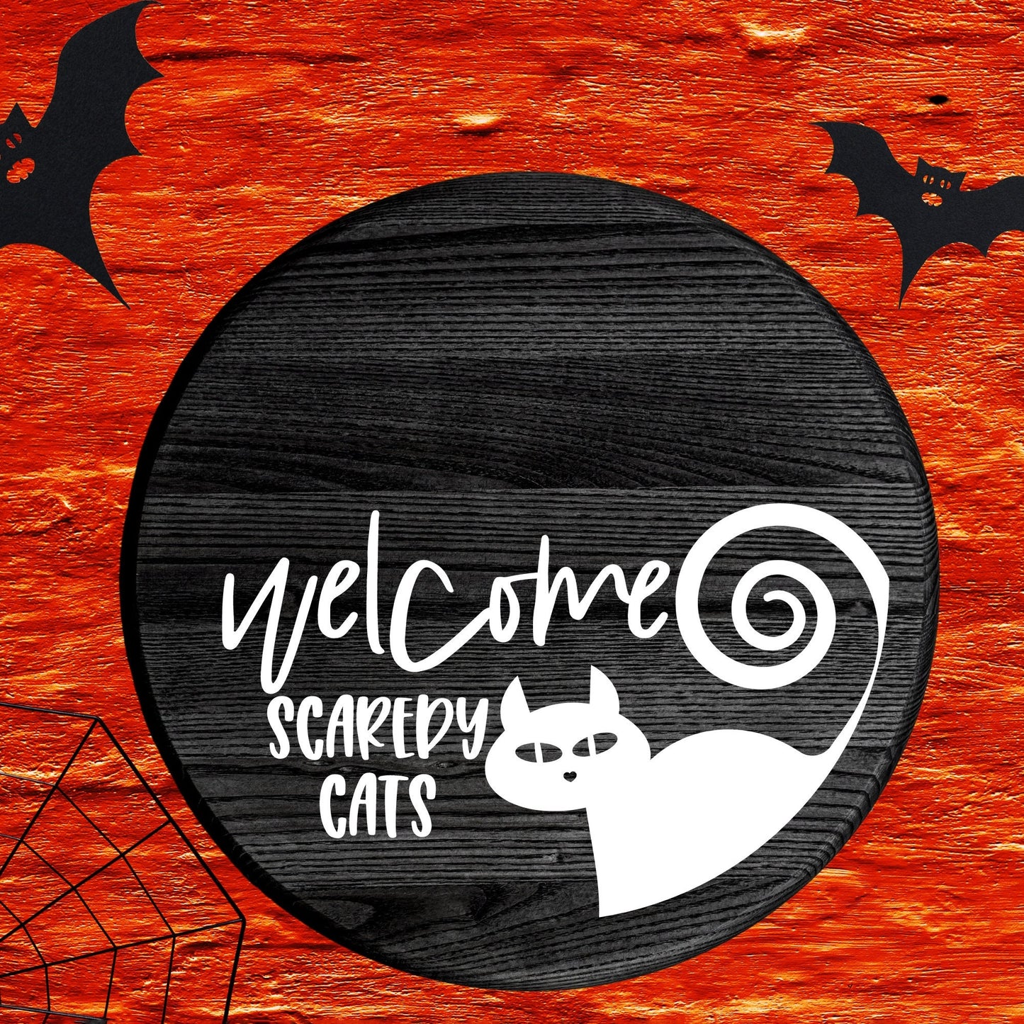 Welcome Scaredy Cat Decal: Halloween Home Decor