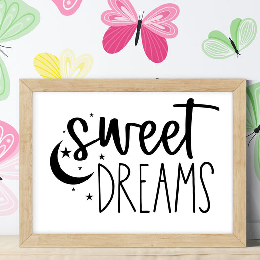 Sweet Dreams Moon and Stars Decal: Nursery Decor