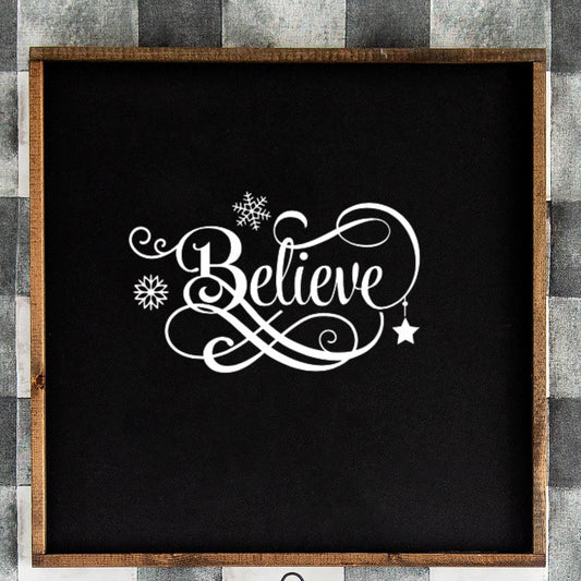 Christmas Believe Vinyl Decal - Festive Holiday Home Decor - DIY Project