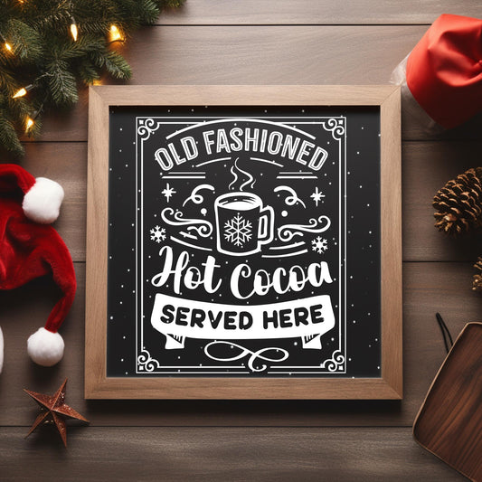 Vintage Hot Cocoa Bar Vinyl Decal: Christmas Holiday Decor