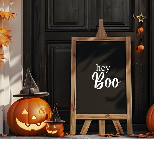 Hey Boo Halloween Vinyl Decal: Spooky Porch Sign Sticker