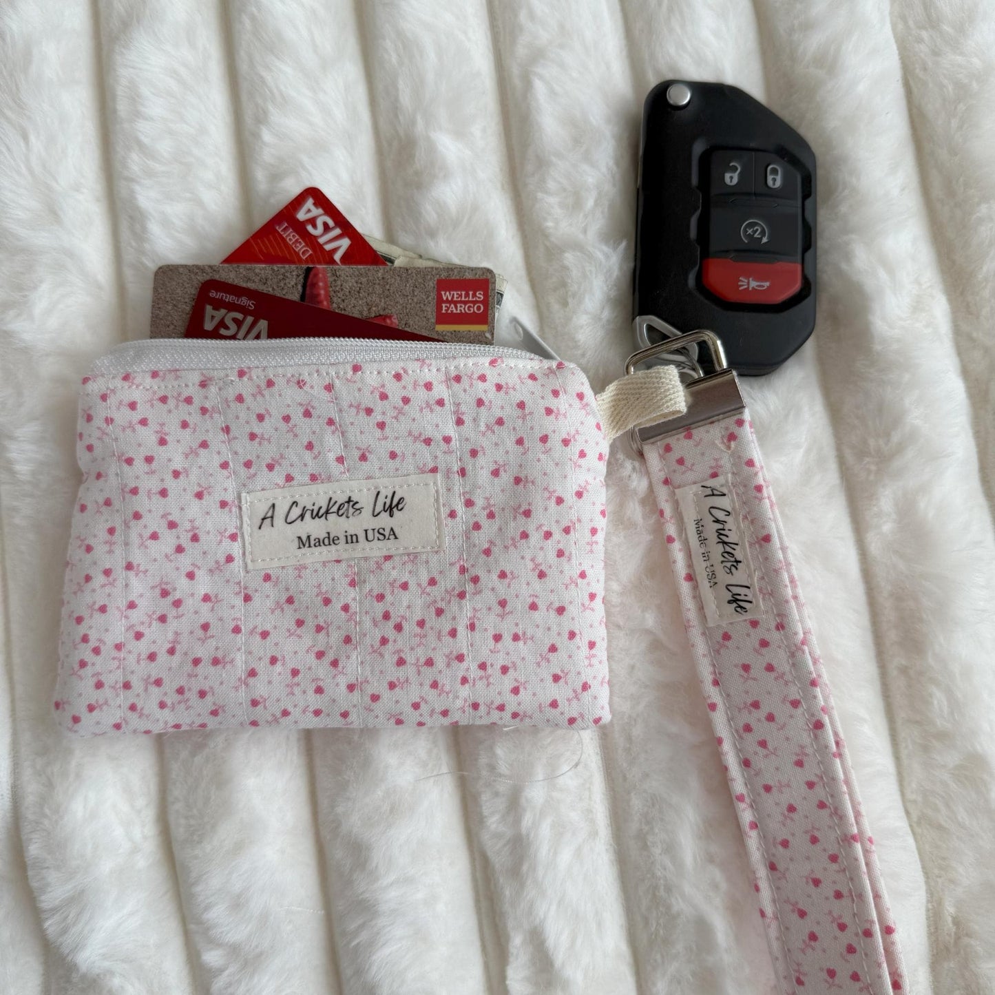 Wristlets Keychain Handmade, fabric key fob, wrist strap, Prewashed