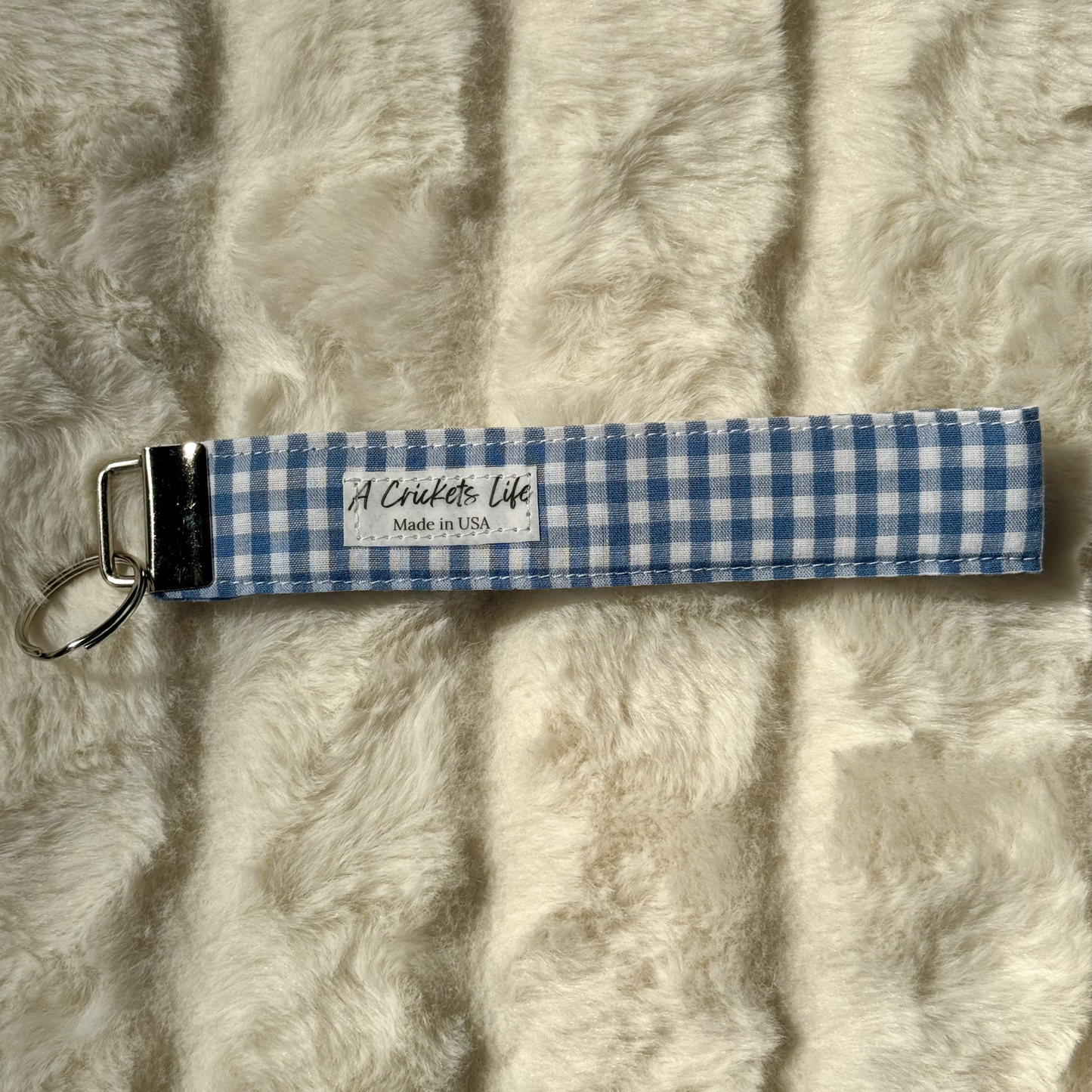 Blue Picnic Check Wristlet
