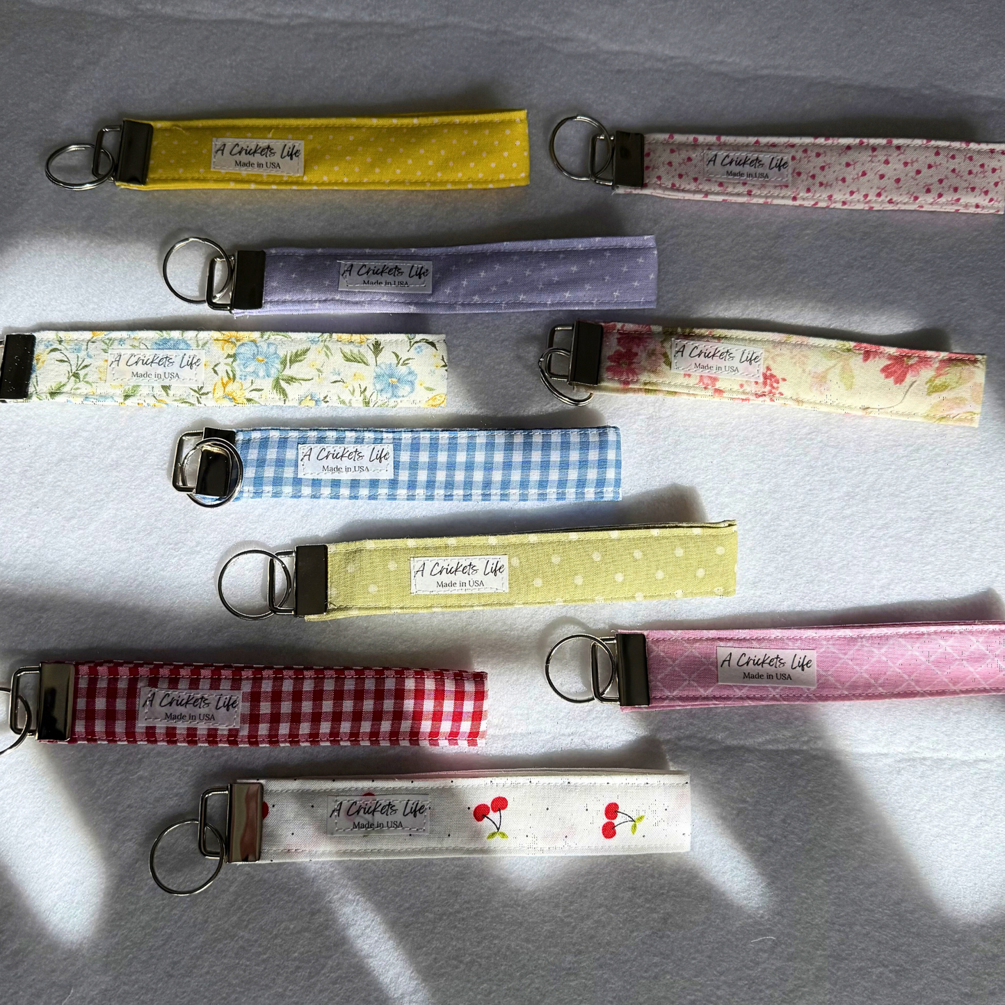 Wristlets Keychain Handmade, fabric key fob, wrist strap, Prewashed