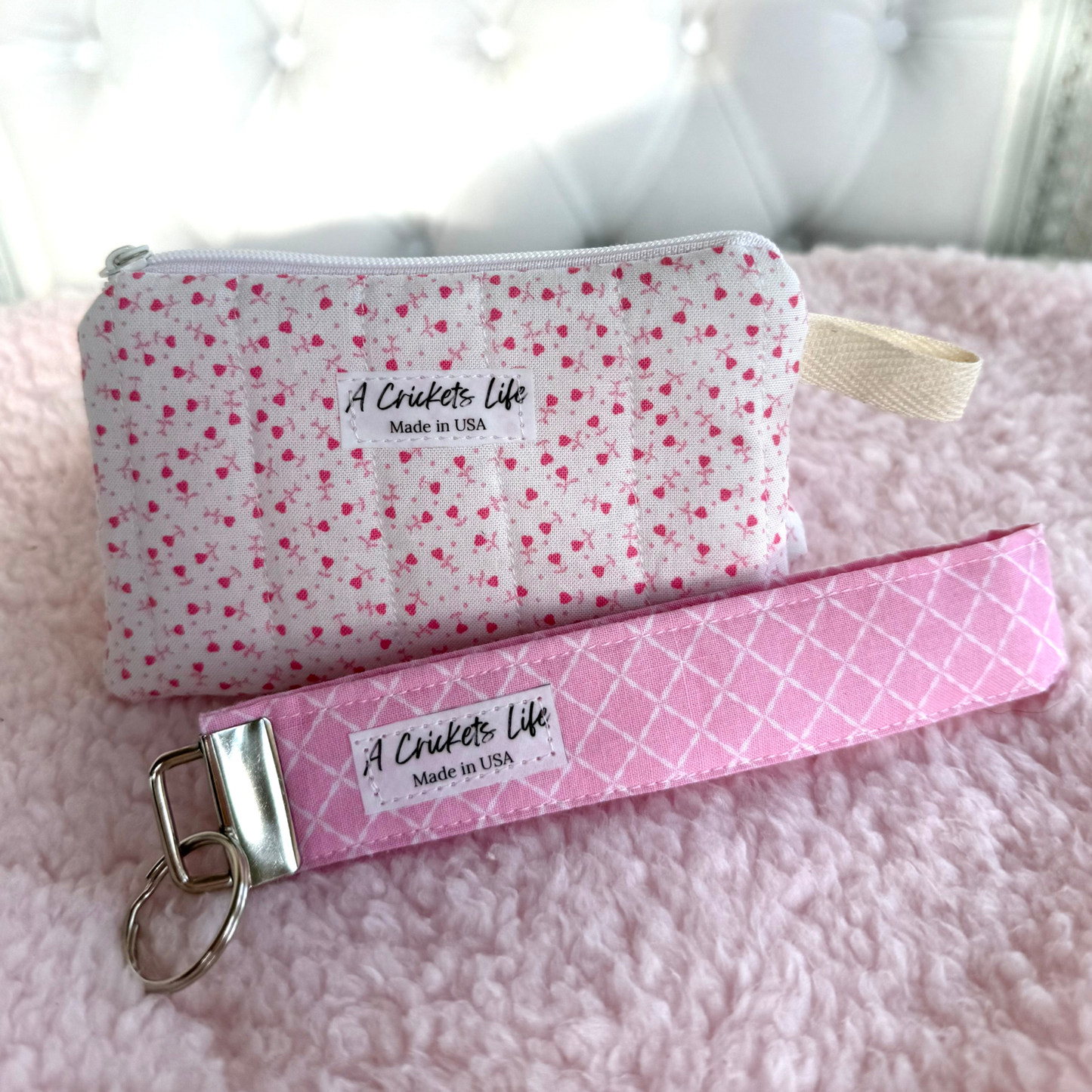 Wristlets Keychain Handmade, fabric key fob, wrist strap, Prewashed