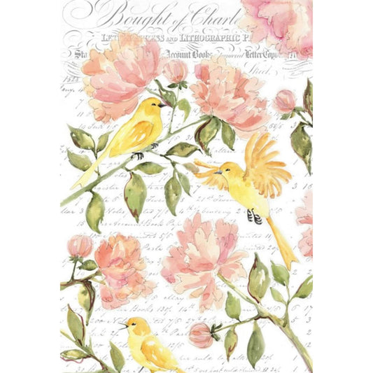 Floral Birds Decoupage Paper: Spring DIY Craft, Junk Journal