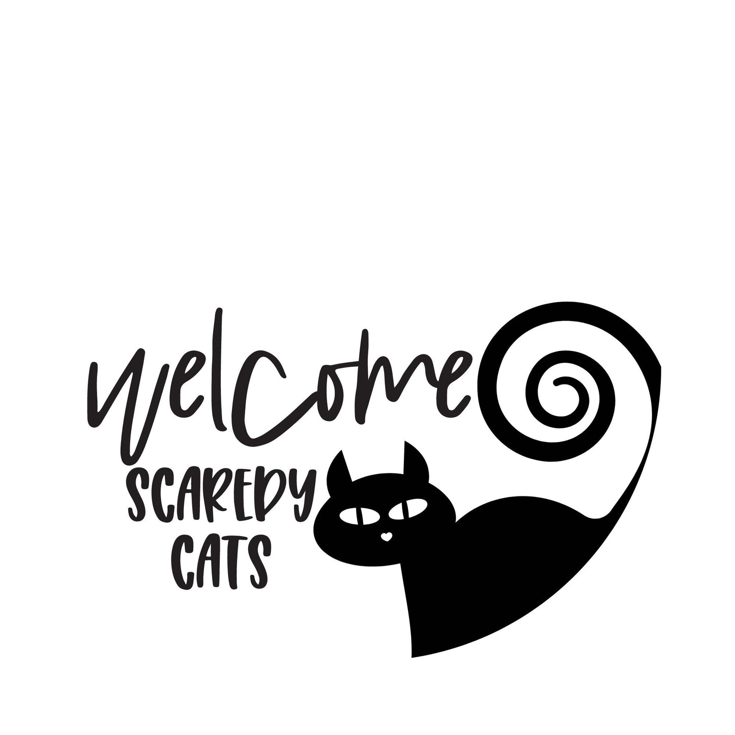 Welcome Scaredy Cat Decal: Halloween Home Decor