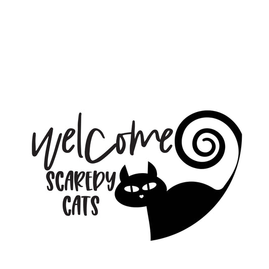Welcome Scaredy Cat Decal: Halloween Home Decor