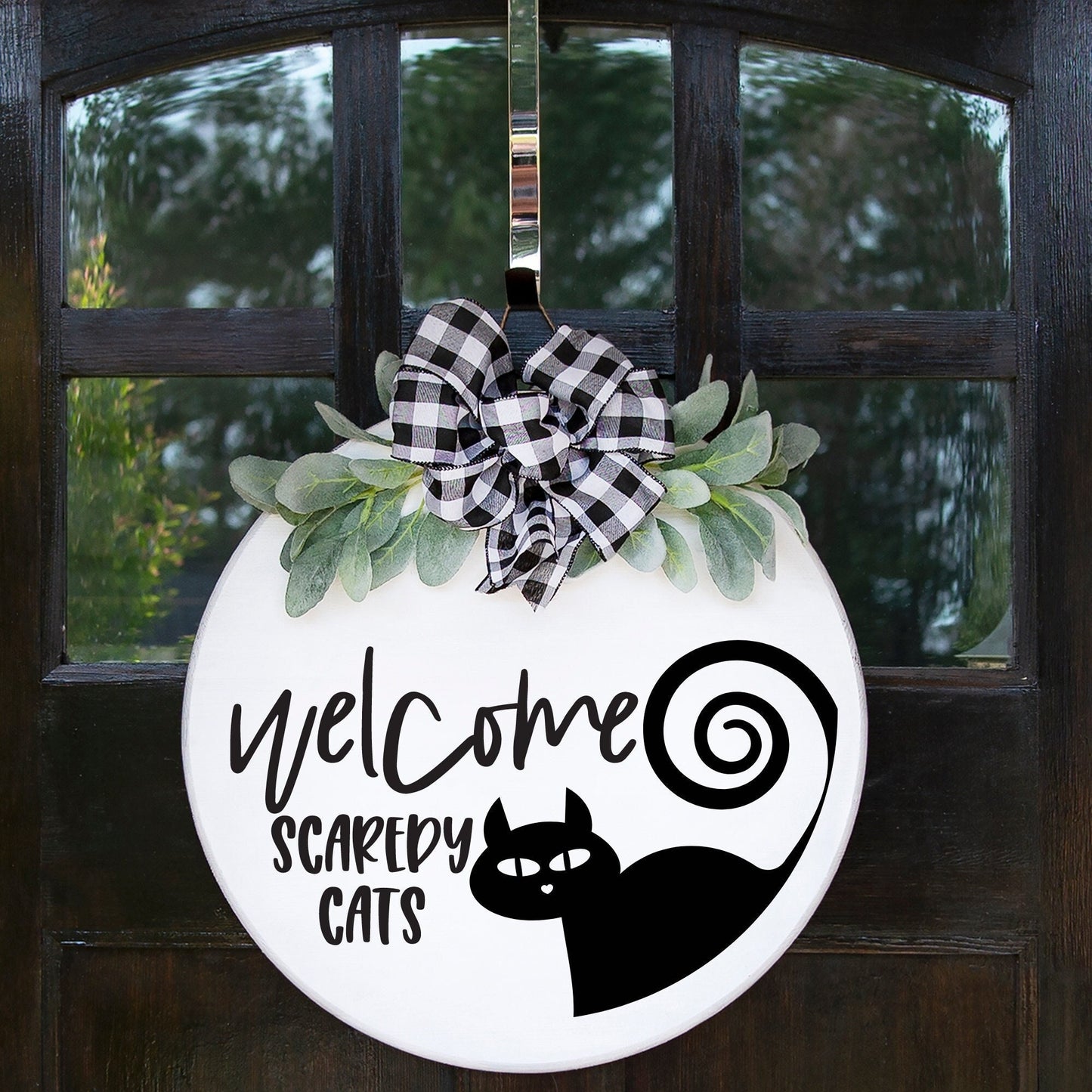 Welcome Scaredy Cat Decal: Halloween Home Decor