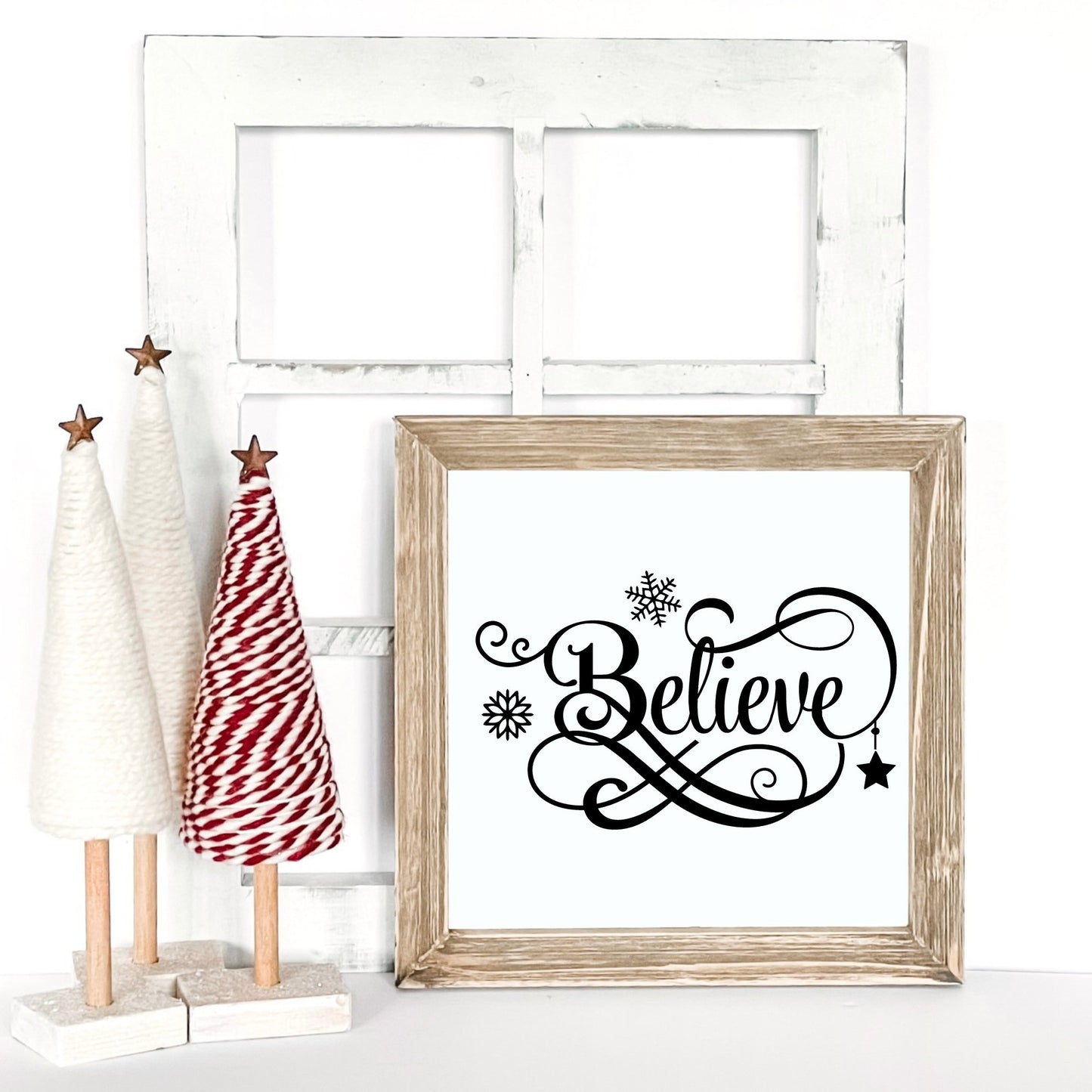 Christmas Believe Vinyl Decal - Festive Holiday Home Decor - DIY Project