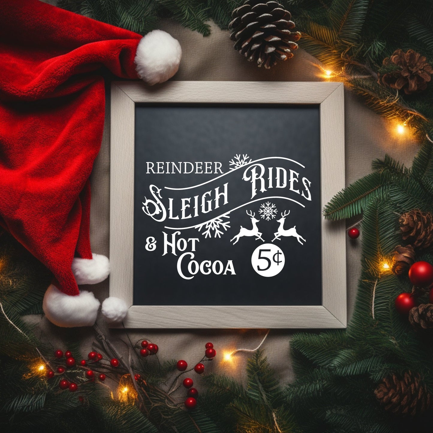 Sleigh Rides & Hot Cocoa Vinyl Decal: Christmas Cocoa Bar Sign