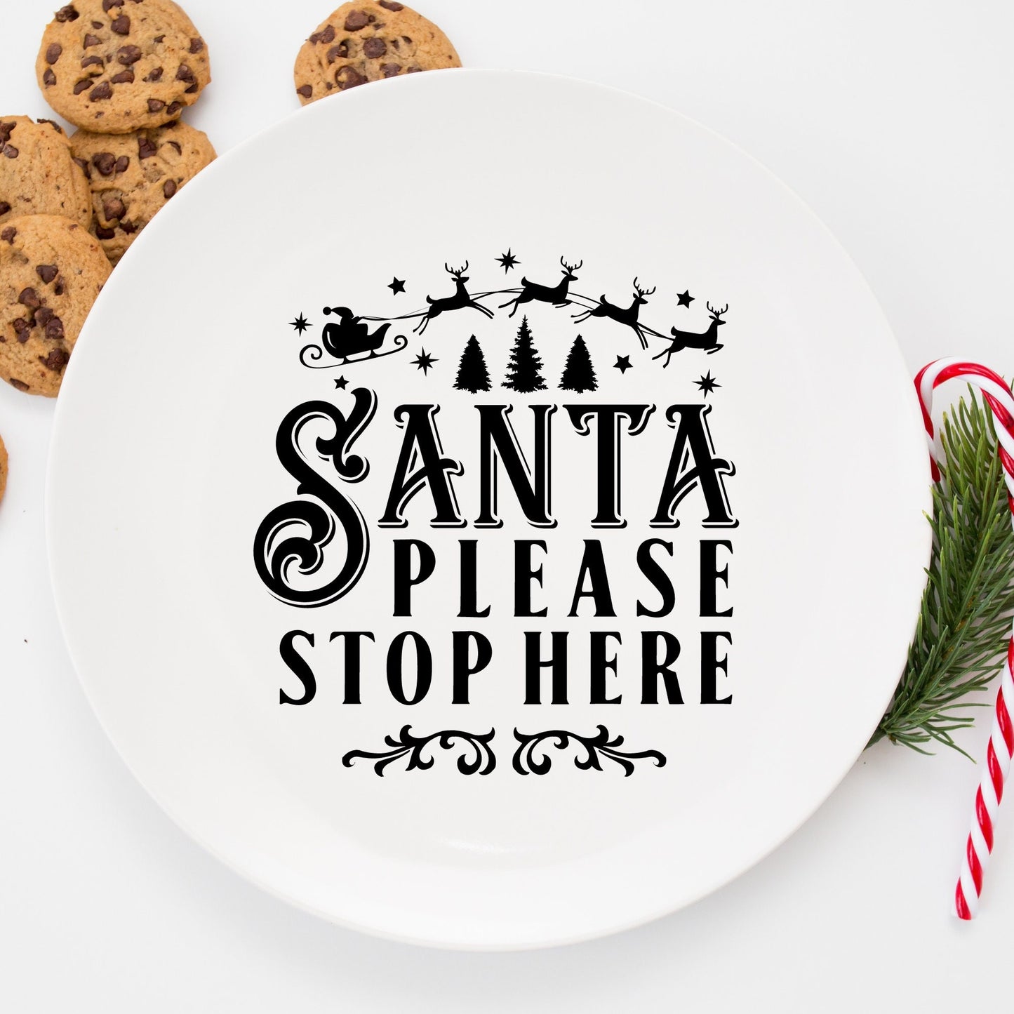 Santa Please Stop Here Vinyl Decal: Vintage Christmas DIY Decor