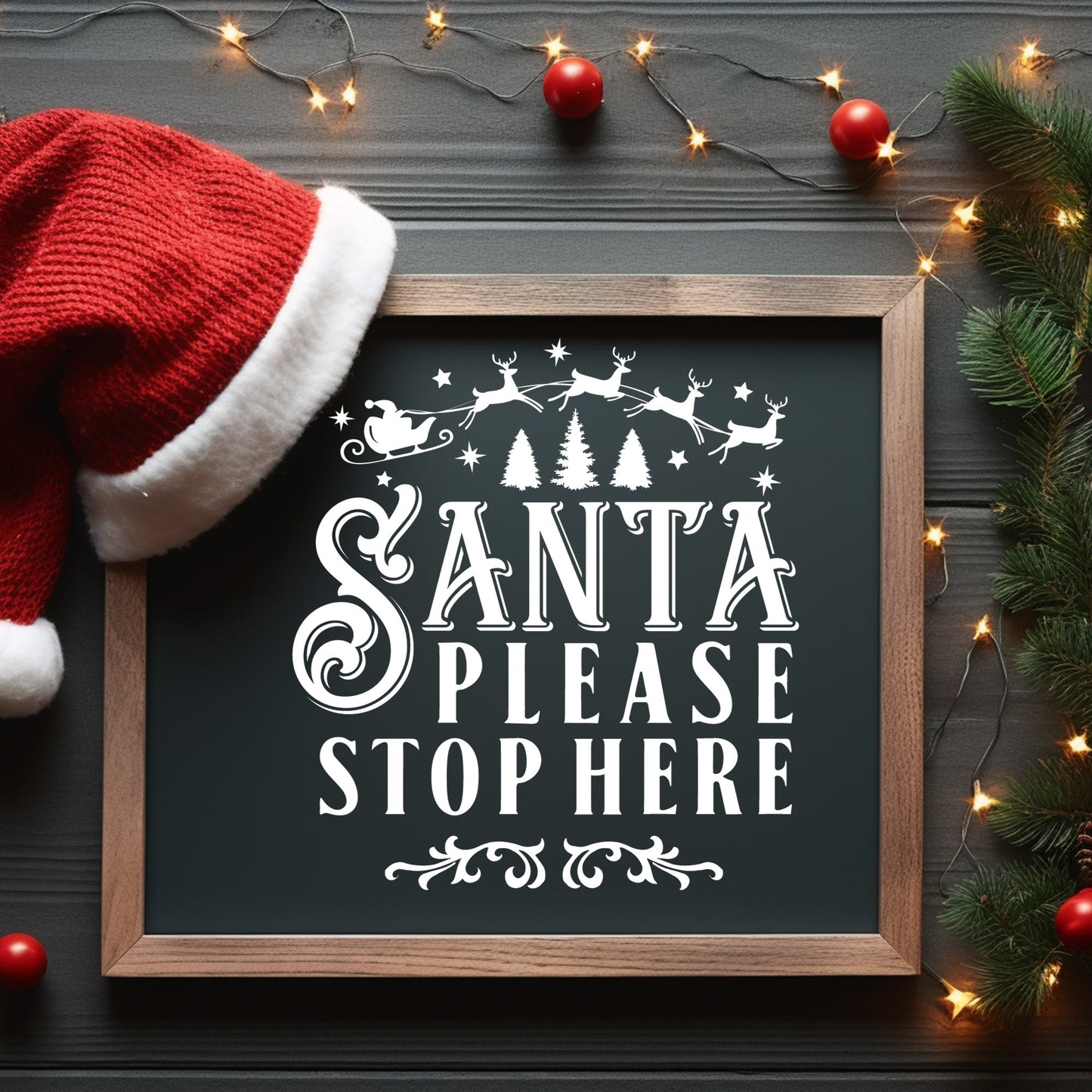 Santa Please Stop Here Vinyl Decal: Vintage Christmas DIY Decor