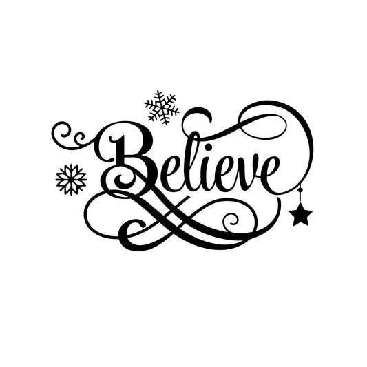 Christmas Believe Vinyl Decal - Festive Holiday Home Decor - DIY Project