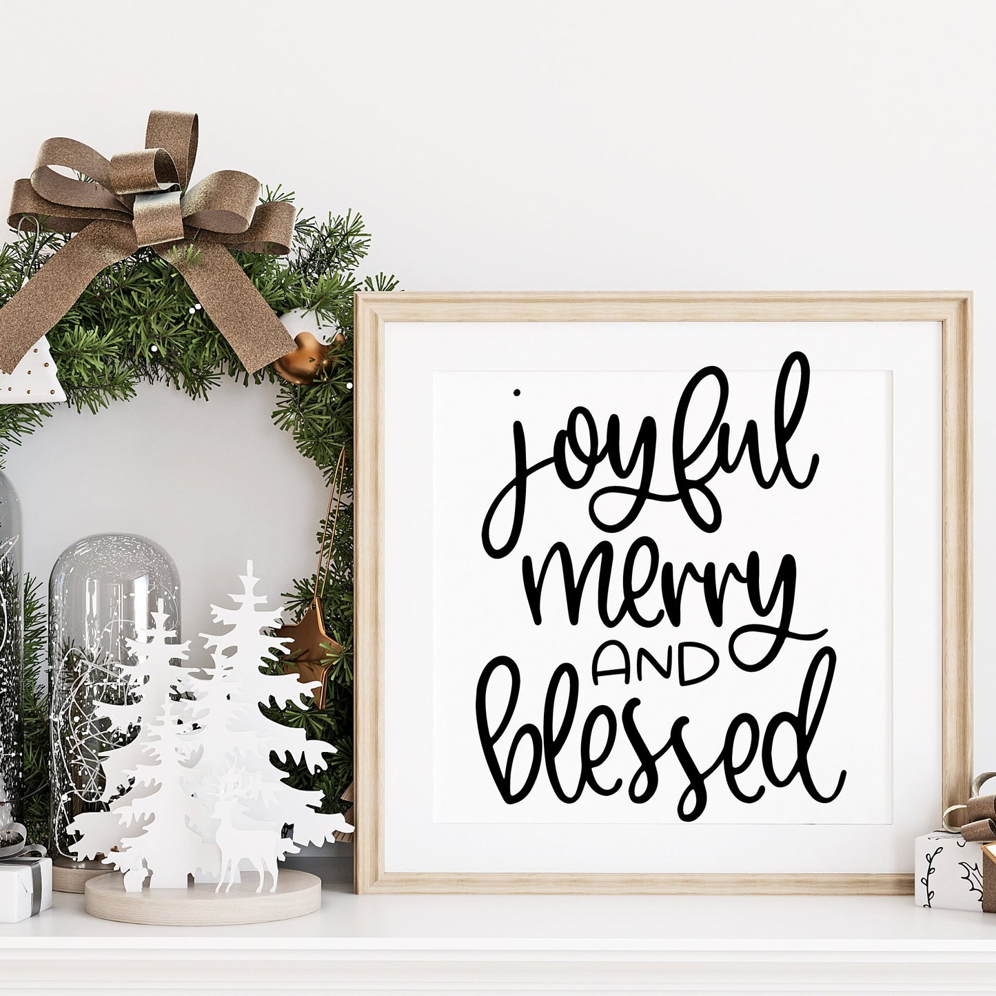 Joyful Merry and Blessed Vinyl Decal • Christmas DIY Decor