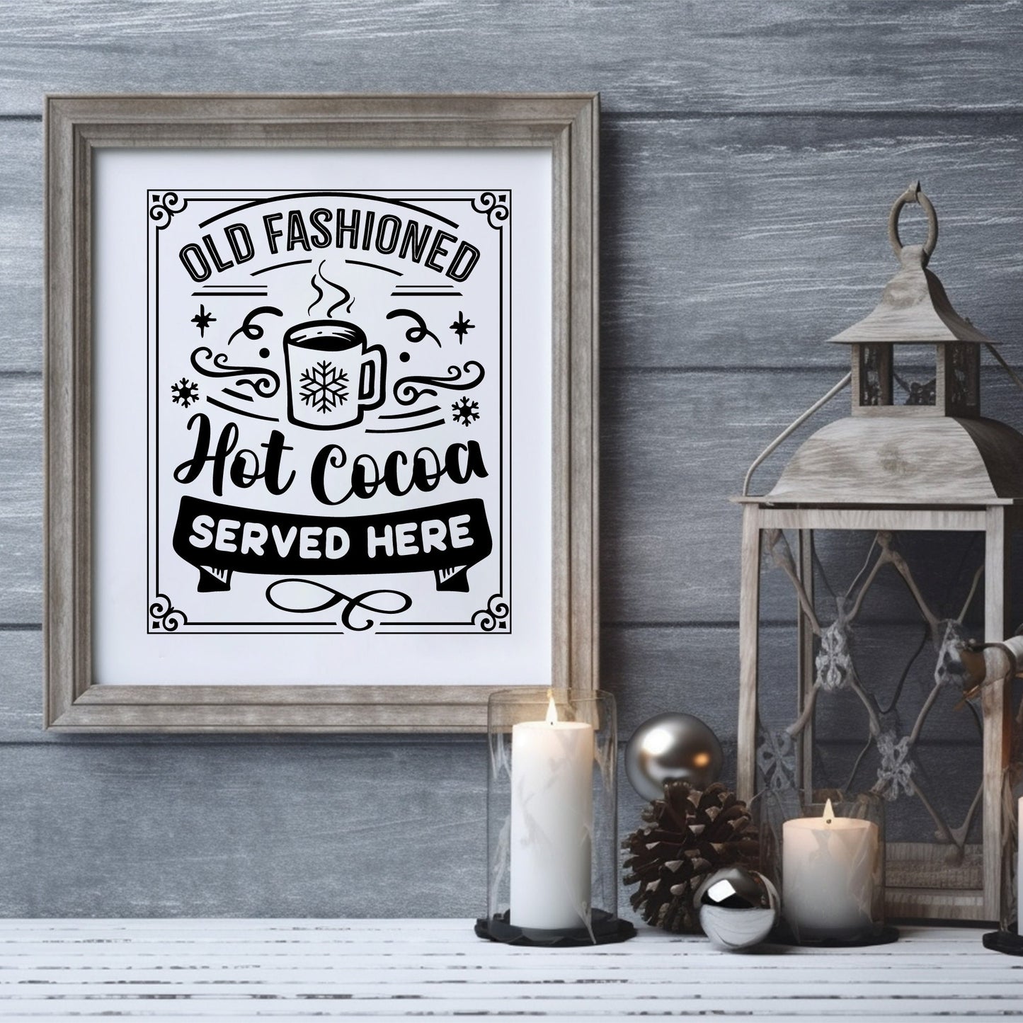 Vintage Hot Cocoa Bar Vinyl Decal: Christmas Holiday Decor