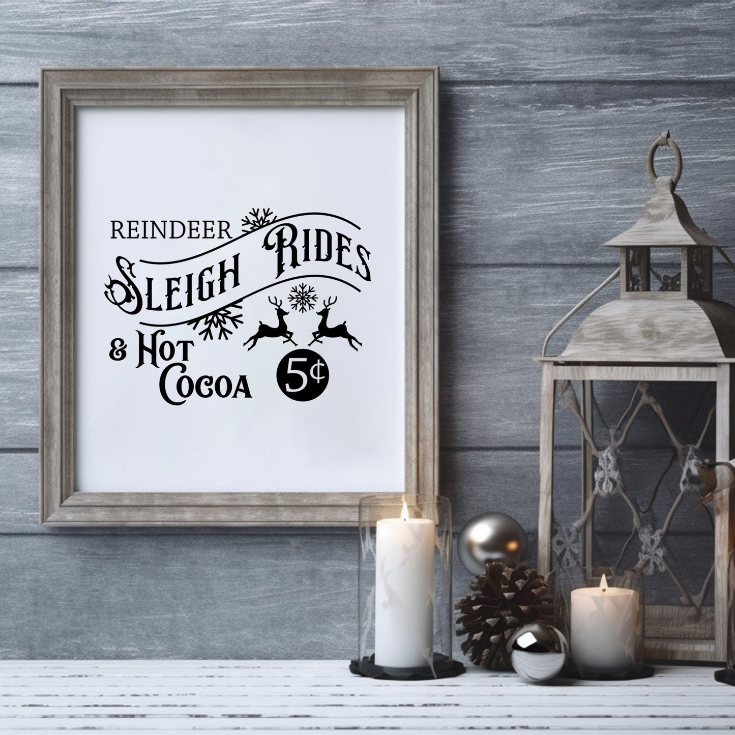 Sleigh Rides & Hot Cocoa Vinyl Decal: Christmas Cocoa Bar Sign
