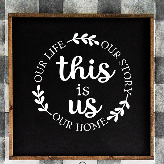 This is us Decal • Round DIY sign • door hanger decor • farmhouse country • wedding • housewarming