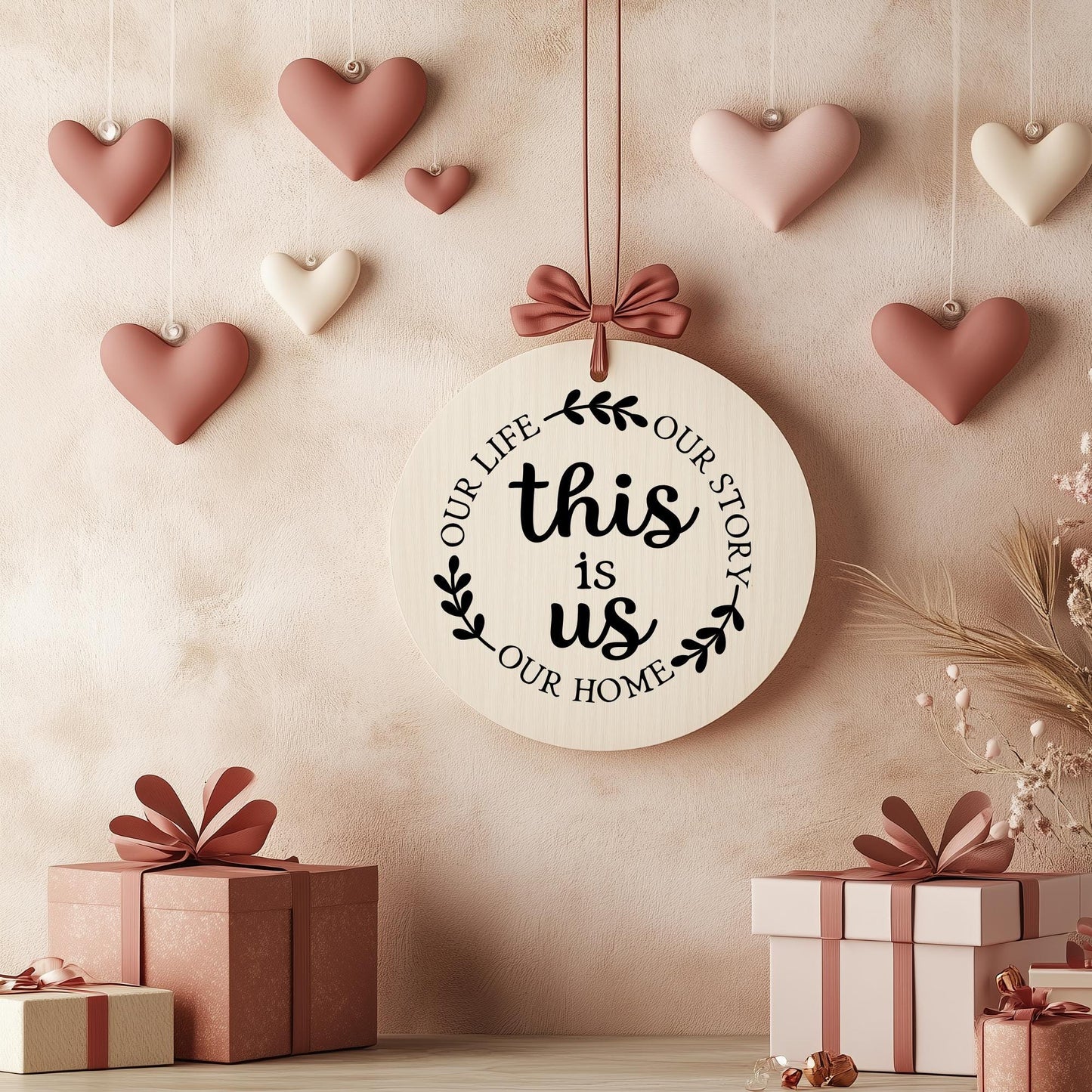 This is us Decal • Round DIY sign • door hanger decor • farmhouse country • wedding • housewarming