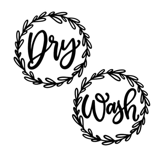 Wash and Dry Wreath Vinyl Decal Set: Farmhouse Laundry Room Decor