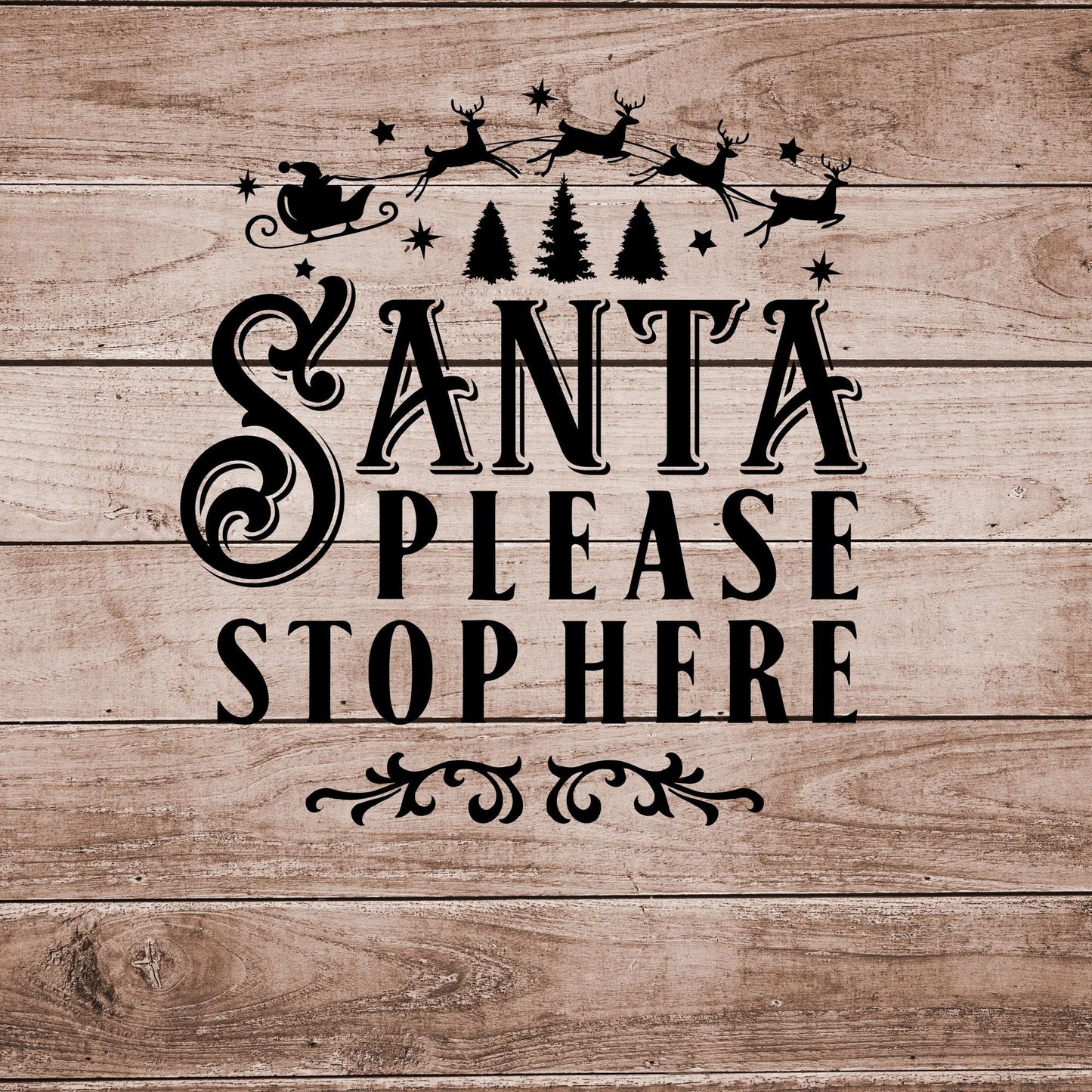 Santa Please Stop Here Vinyl Decal: Vintage Christmas DIY Decor