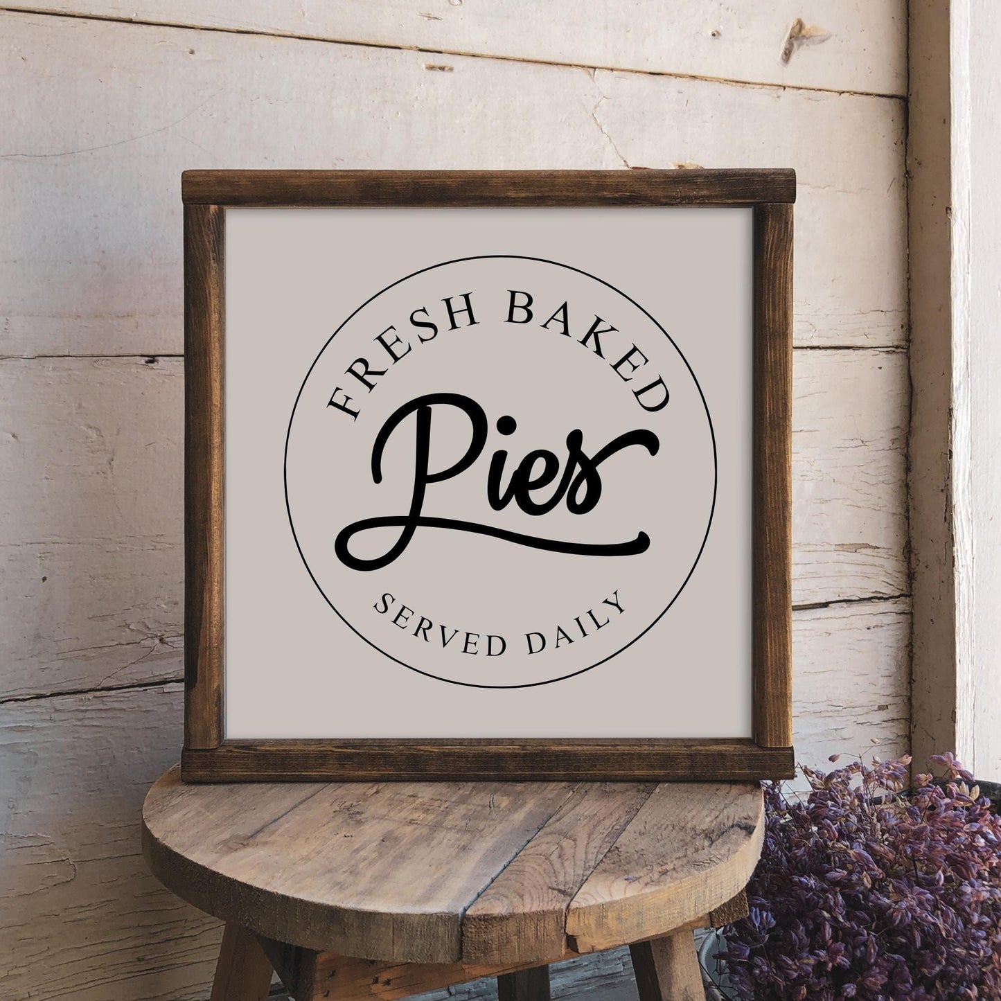 Farmhouse Pies Served Daily Decal: Kitchen Round Sign
