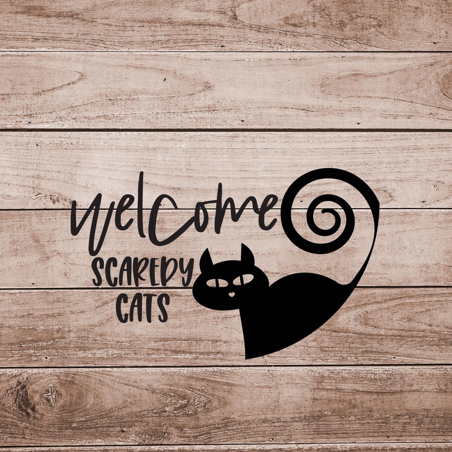 Welcome Scaredy Cat Decal: Halloween Home Decor
