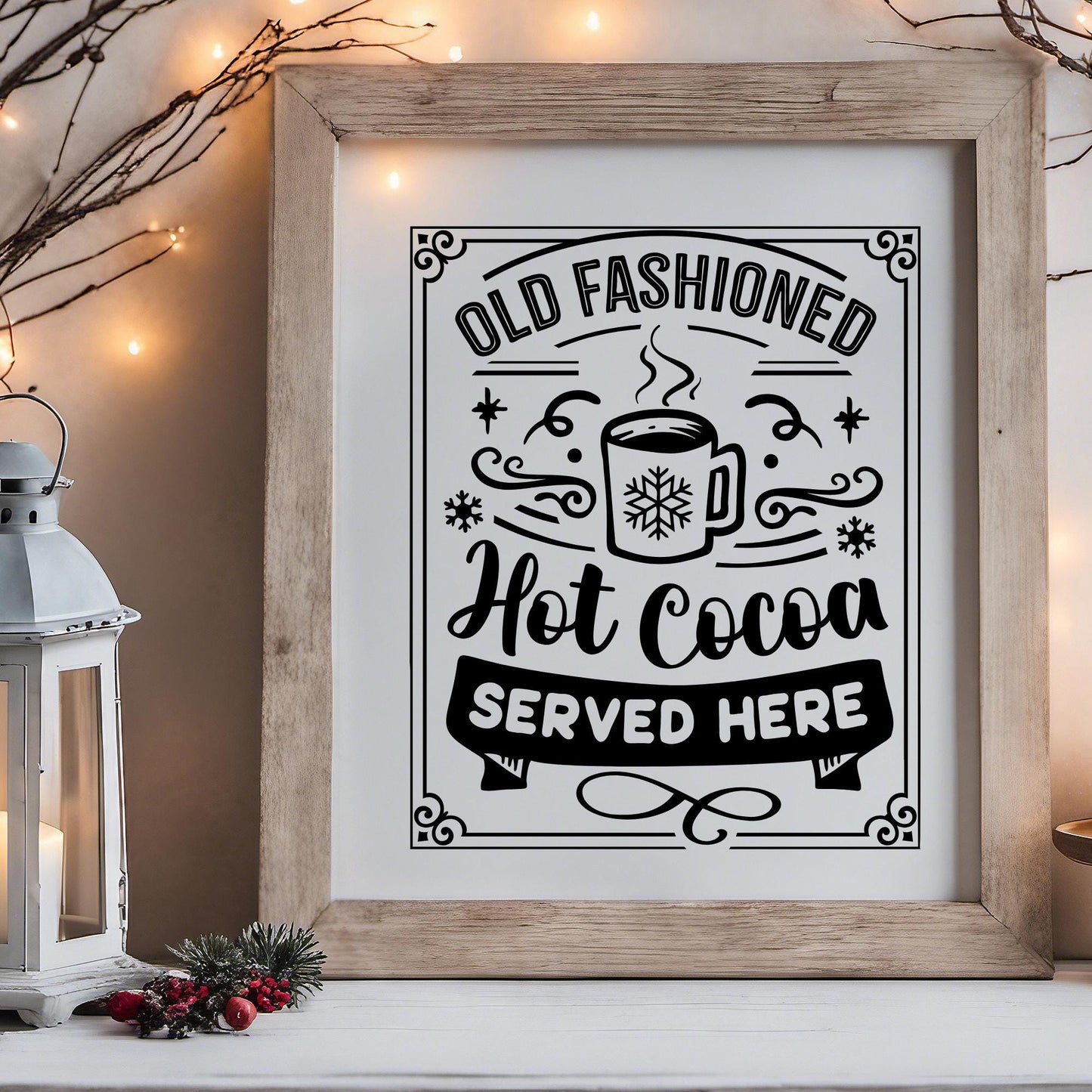 Vintage Hot Cocoa Bar Vinyl Decal: Christmas Holiday Decor