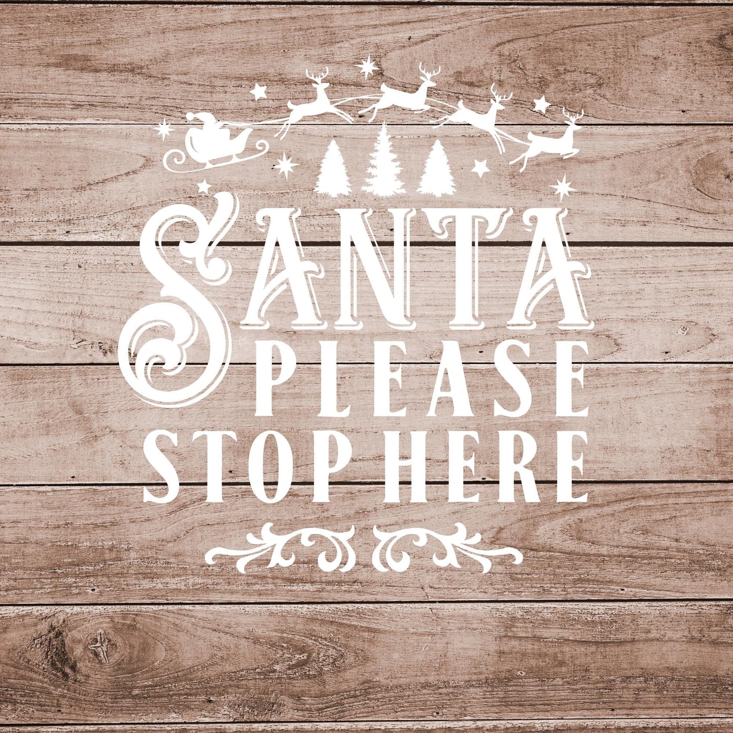 Santa Please Stop Here Vinyl Decal: Vintage Christmas DIY Decor