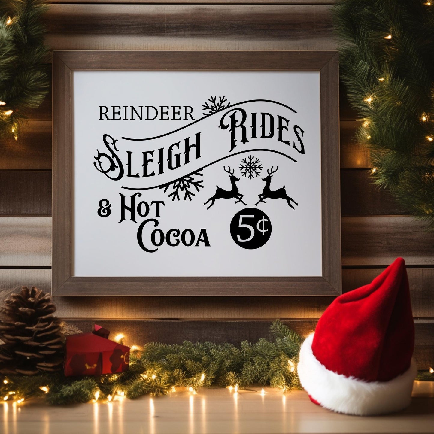 Sleigh Rides & Hot Cocoa Vinyl Decal: Christmas Cocoa Bar Sign