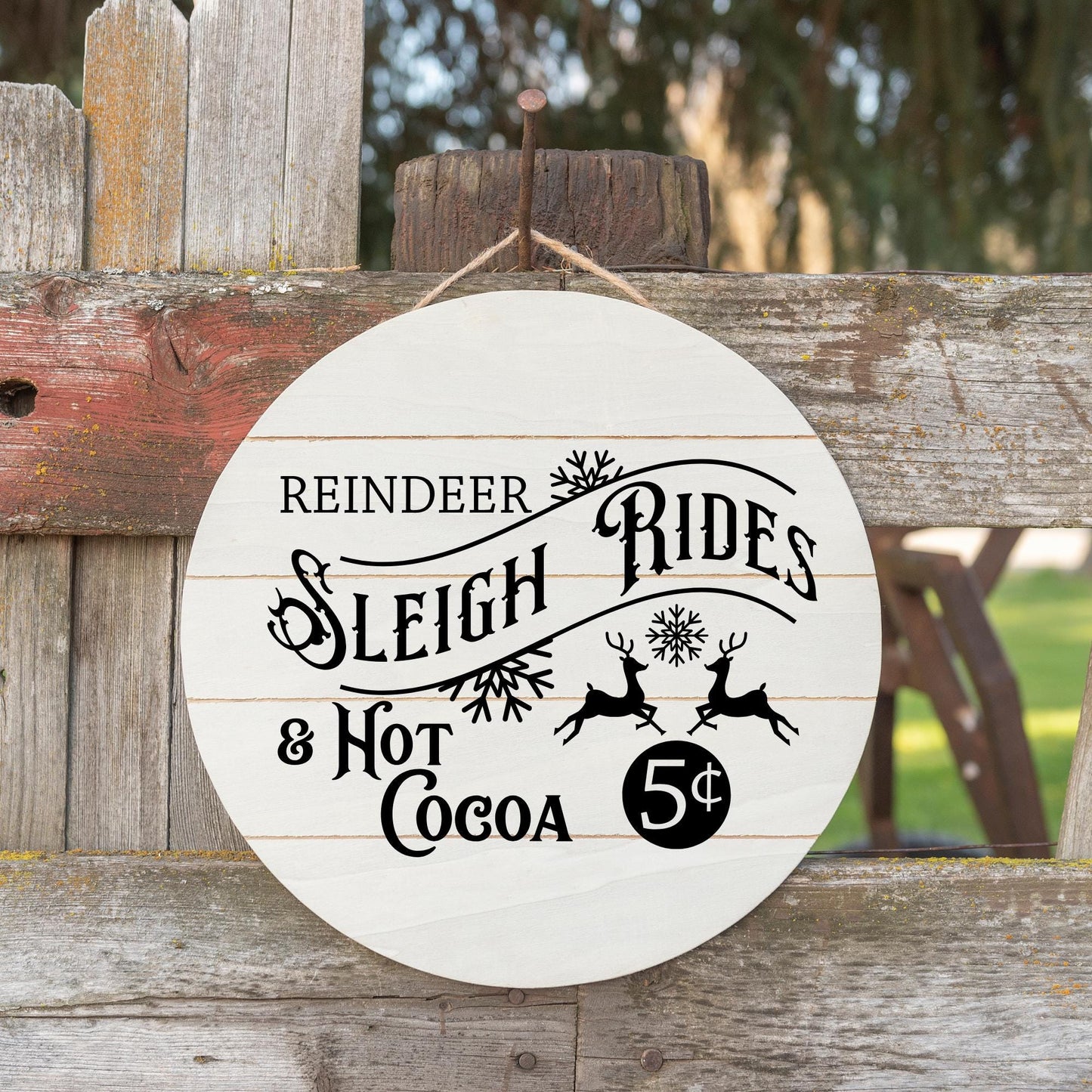 Sleigh Rides & Hot Cocoa Vinyl Decal: Christmas Cocoa Bar Sign