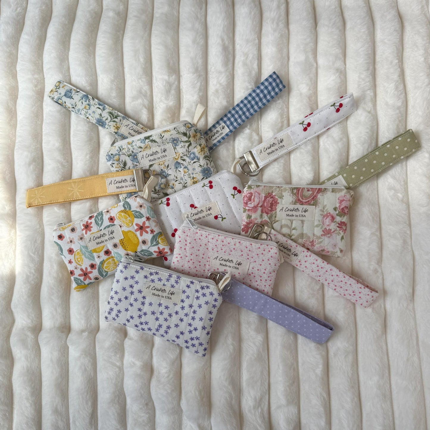 Wristlets Keychain Handmade, fabric key fob, wrist strap, Prewashed