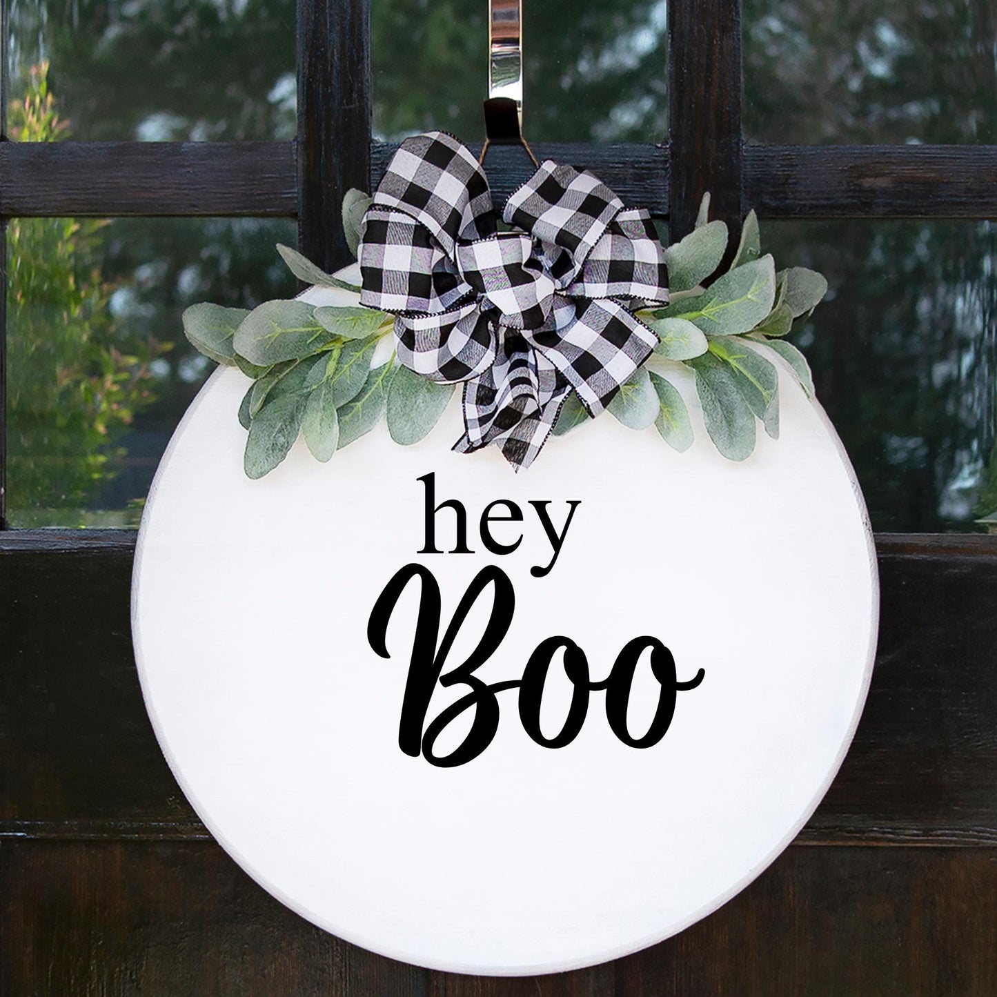 Hey Boo Halloween Vinyl Decal: Spooky Porch Sign Sticker