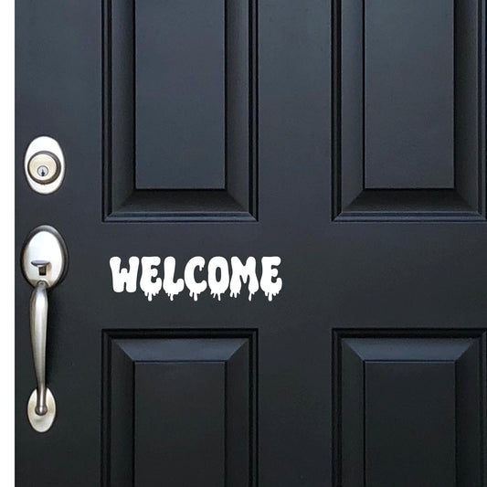 Welcome Halloween Vinyl Decal: Spooky Porch Sign, Front Door Decor