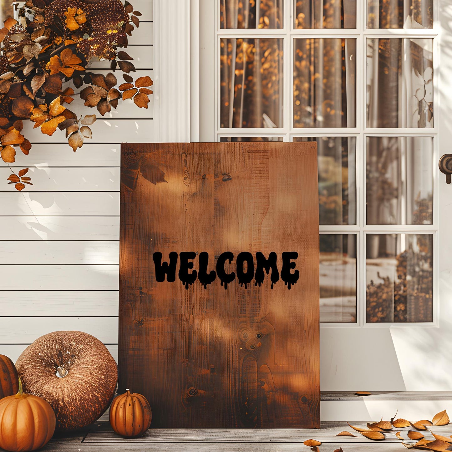Welcome Halloween Vinyl Decal: Spooky Porch Sign, Front Door Decor
