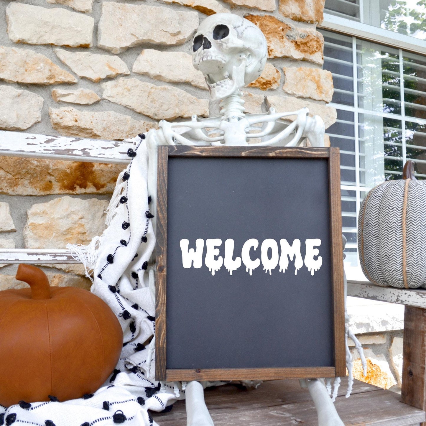 Welcome Halloween Vinyl Decal: Spooky Porch Sign, Front Door Decor