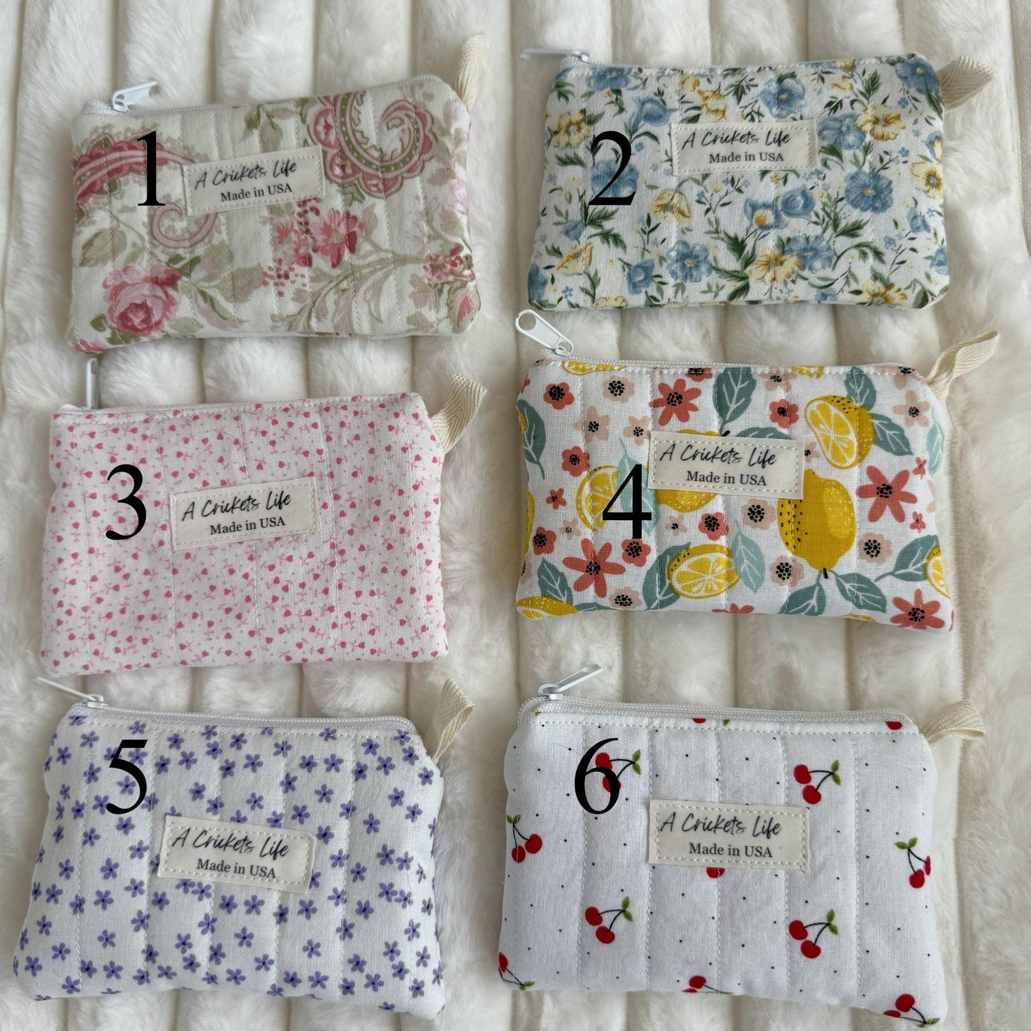 Handmade Quilted Keychain Wallet, Floral Zipper Coin Purse