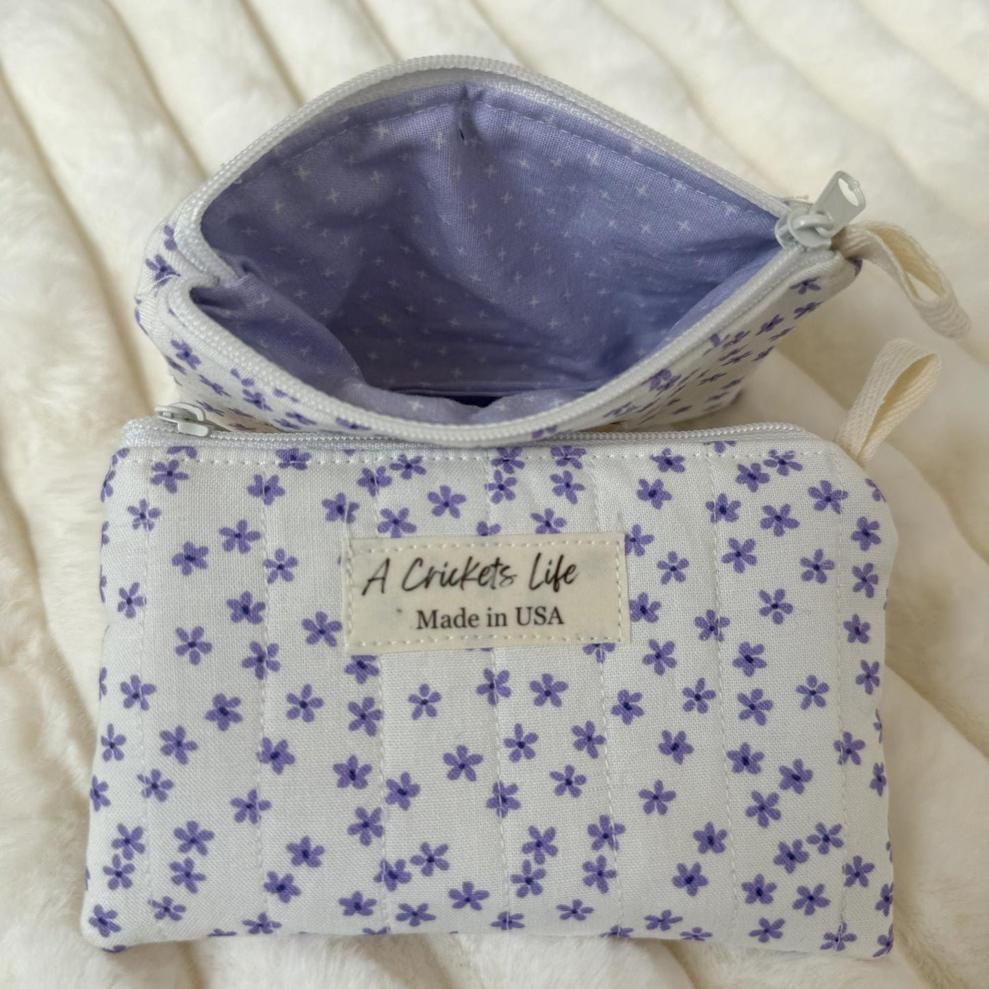 Handmade Quilted Keychain Wallet, Floral Zipper Coin Purse