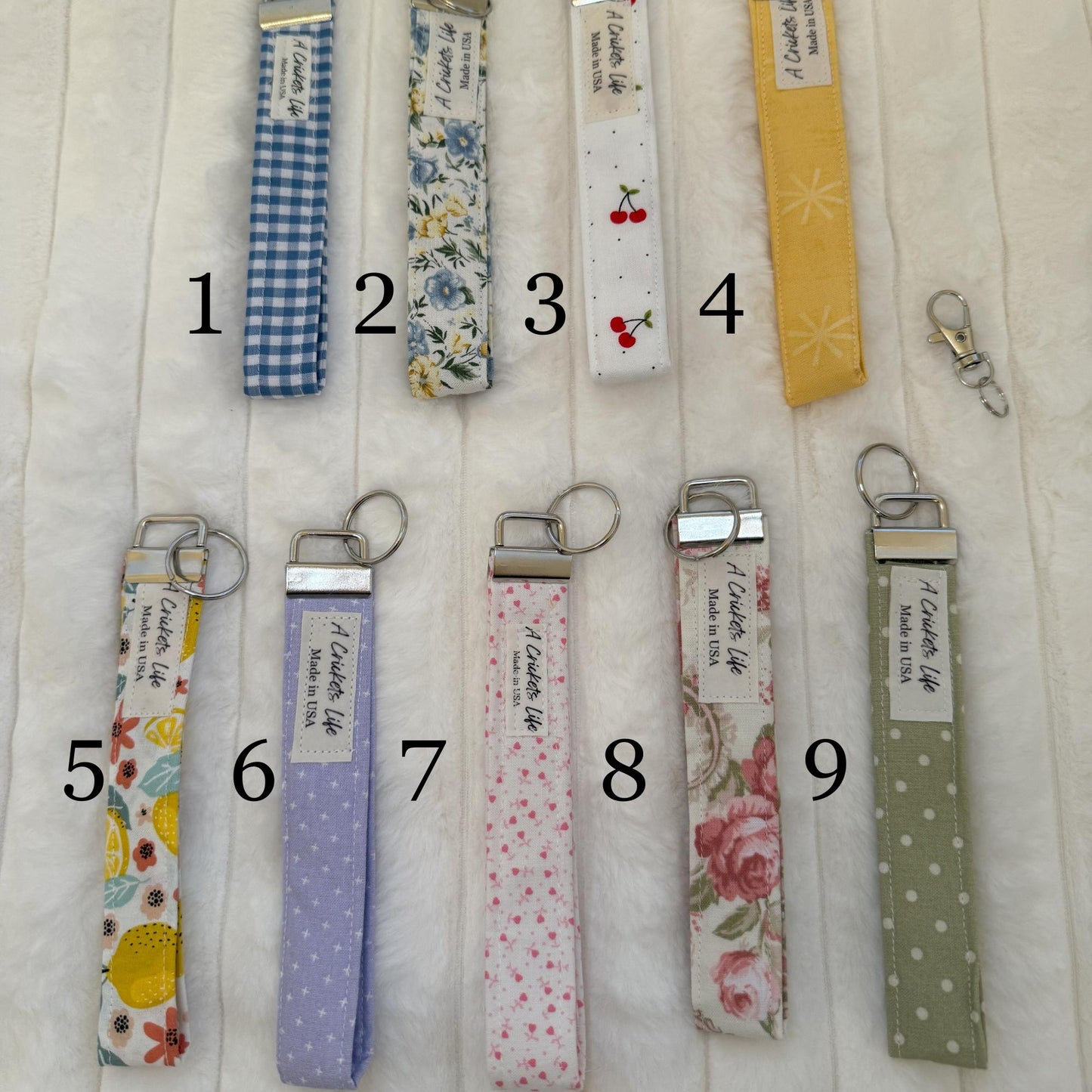 Wristlets Keychain Handmade, fabric key fob, wrist strap, Prewashed