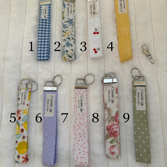 Wristlets Keychain Handmade, fabric key fob, wrist strap, Prewashed