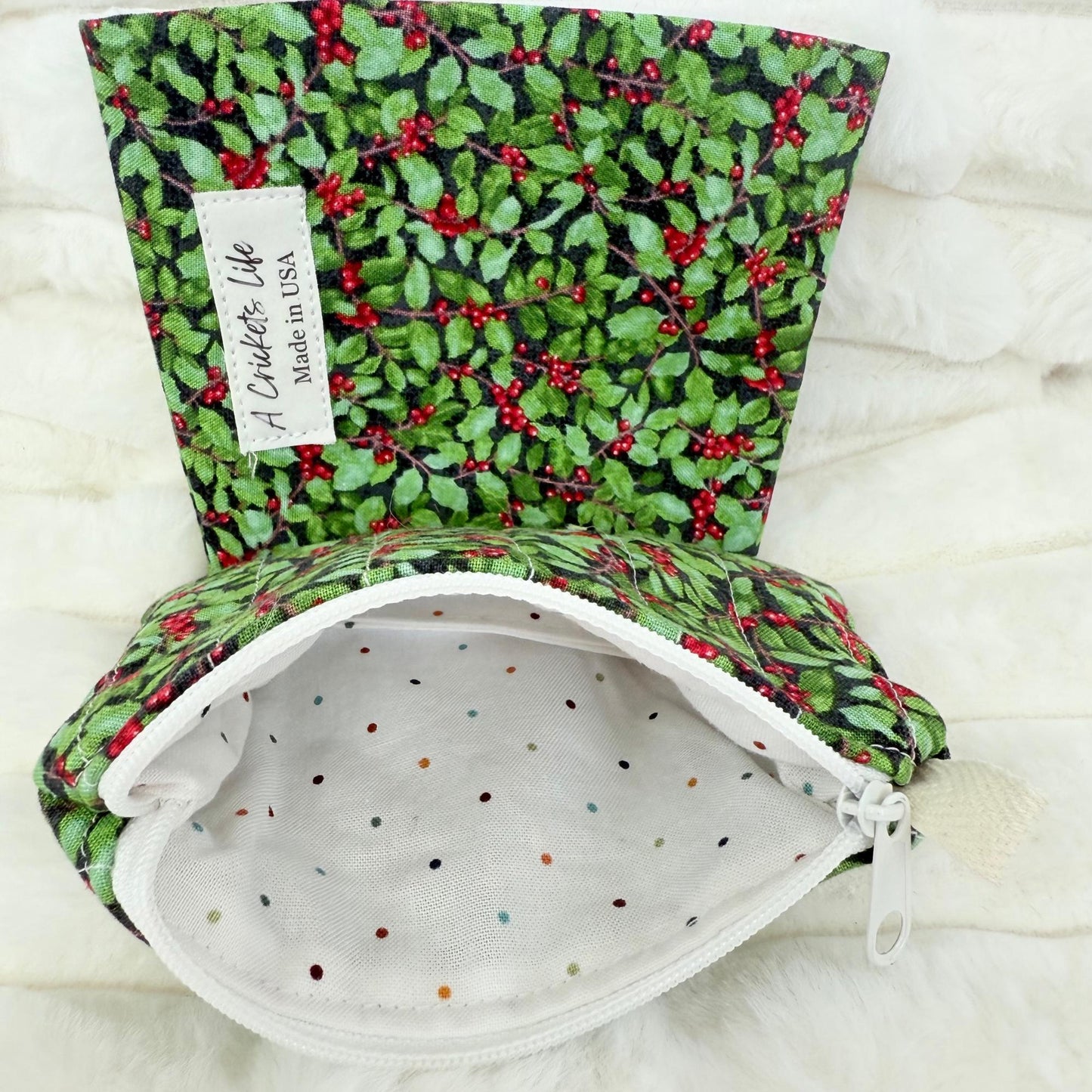 Holiday Quilted Keychain Wallet,Zipper Coin Purse