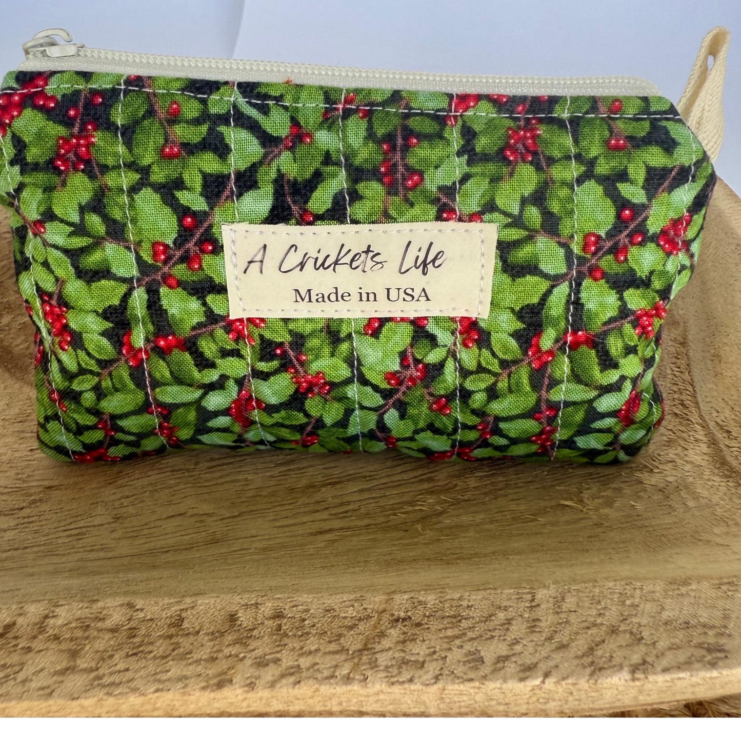 Holiday Quilted Keychain Wallet,Zipper Coin Purse